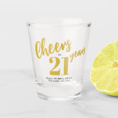 Verre A Shot À 21 ans chic or écriture 21e anniversaire (Devant)