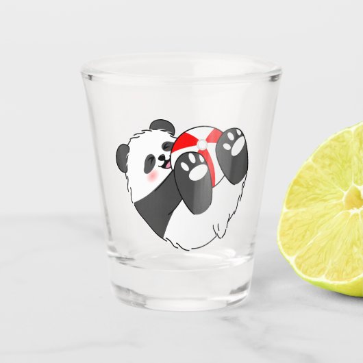 Verre A Shot A Cute Baby Panda Playing with a Ball (Devant)