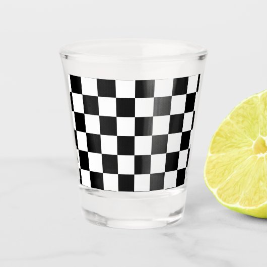 Verre A Shot à damiers carré noir et blanc (Devant)