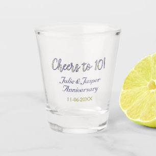 Verre A Shot À la 10e anniversaire de mariage bleu or mod