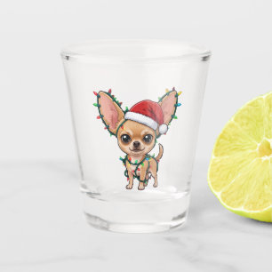 Verre A Shot Adorable Chihuahua portant un pull de Noël confort