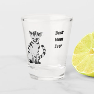 Verre A Shot Adorable Tigre blanc Kitten Nodding