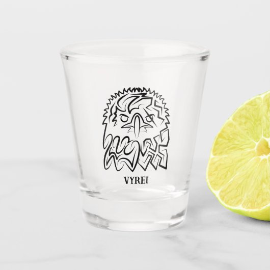 Verre A Shot Aigle tribale noire et blanche (Devant)