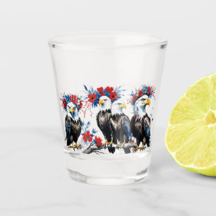Verre A Shot Aigles chauves rouges blancs et bleus Aigles chauv