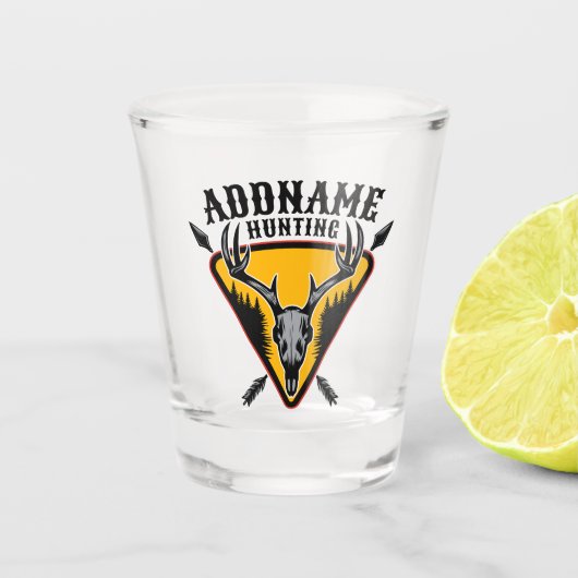 Verre A Shot AJOUTER NOM Hunter Elk Crâne Gros Antlers Chasse a (Devant)