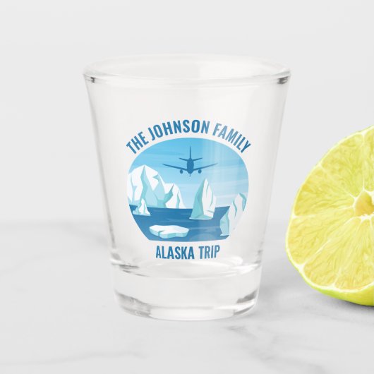 Verre A Shot Alaska Famille Vacances Custom Blue Glacier (Devant)