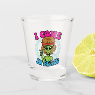 Verre A Shot Alien Hippie Je Viens En Paix Trippy Peace Sign