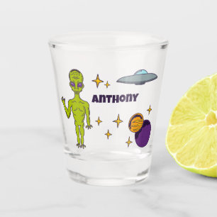 Verre A Shot Alien spatial avec soucoupe volante personnalisée