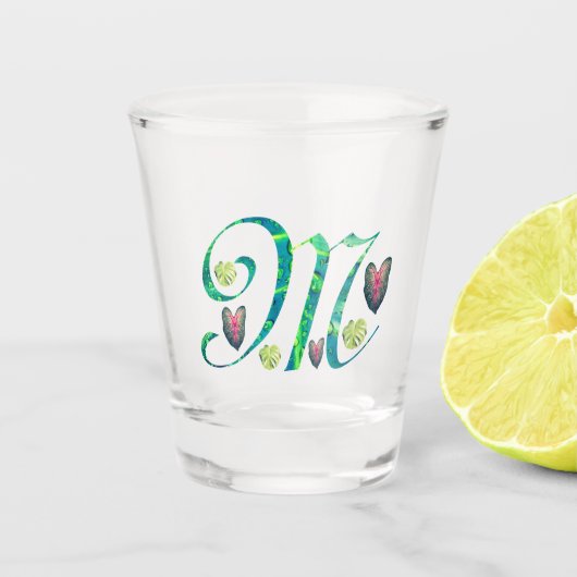 Verre A Shot Alphabet Monstera "M" (Devant)