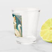 Verre A Shot Alphonse Mucha Art Nouveau Chat Blanc (Droite)