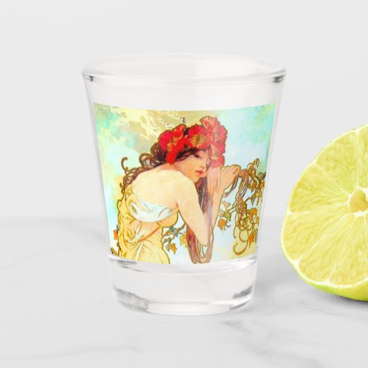 Verre A Shot Alphonse Mucha Art Nouveau Été (Devant)