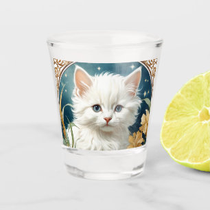 Verre A Shot Alphonse Mucha Art Nouveau Kitten