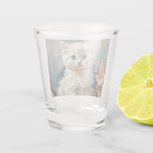 Verre A Shot Alphonse Mucha Style Chat blanc (Dos)