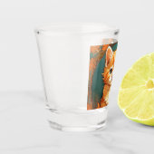 Verre A Shot Alphonse Mucha Style Chat orange (Gauche)