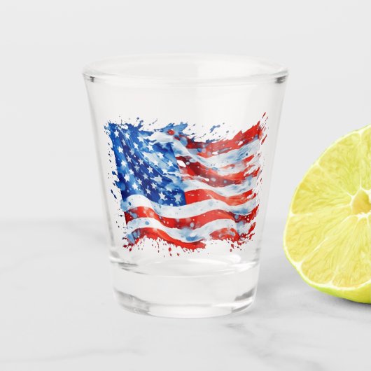 Verre A Shot American Flag USA Watercolor 4 juillet (Devant)