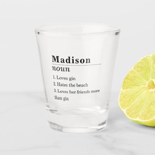 Verre A Shot Ami drôle Nom personnalisé Définition (Devant)
