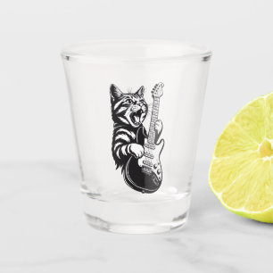 Verre A Shot Amour de musique cool Chat rock jouant de la gui