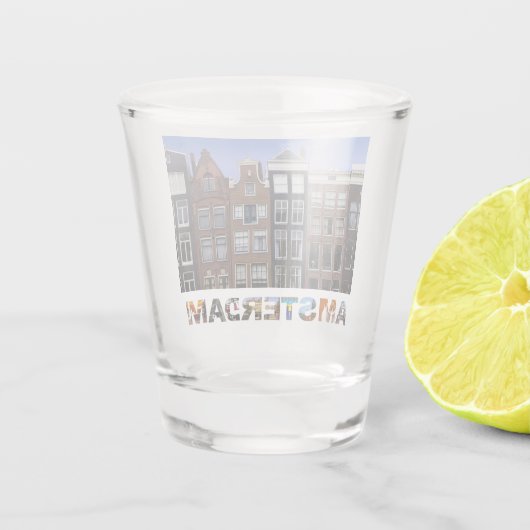 Verre A Shot Amsterdam Pays-Bas Canal Maisons Voyage (Dos)
