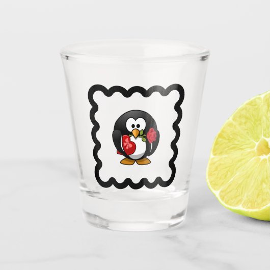 Verre A Shot Amusant dessin d'oiseaux de pingouin (Devant)