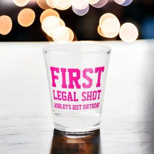 Verre A Shot Amusant premier coup légal rose 21e anniversaire
