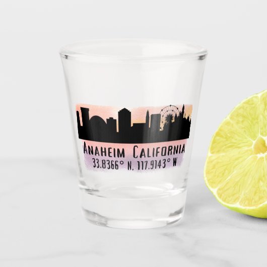Verre A Shot Anaheim Skyline Latitude et Longitude (Devant)