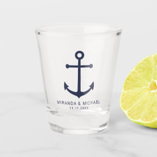 Verre A Shot Ancre bleu marine moderne mariage Faveur