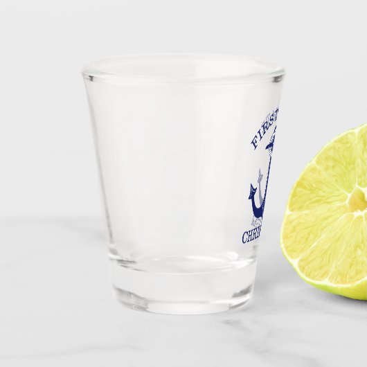 Verre A Shot Ancre nautique Marine Blue First Mate Ajouter un n (Gauche)