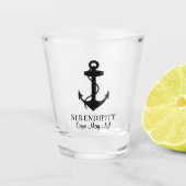 Verre A Shot Ancre noir bateau Monogramme Nautique (Devant)