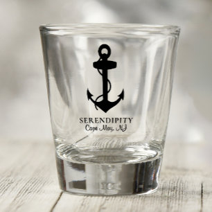 Verre A Shot Ancre noir bateau Monogramme Nautique