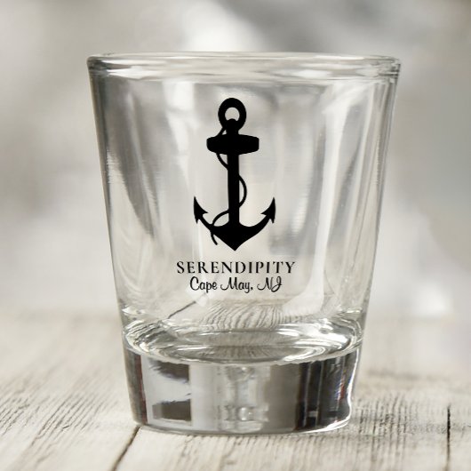 Verre A Shot Ancre noir bateau Monogramme Nautique