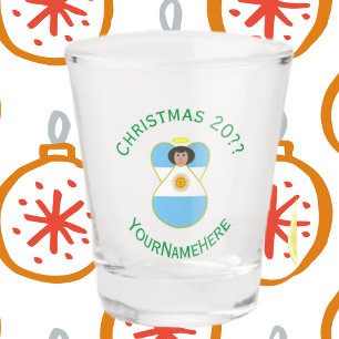 Verre A Shot Ange de Noël personnalisé avec drapeau argentin