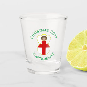 Verre A Shot Ange de Noël personnalisé Drapeau Anglais