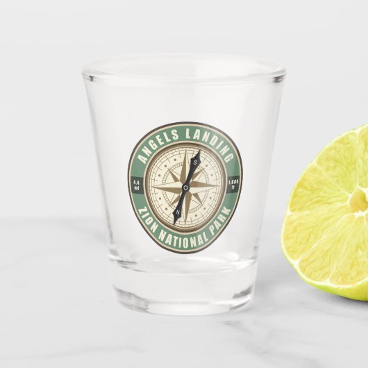 Verre A Shot Anges Landing Trail Utah Comass Randonnée Badge (Devant)