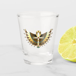 Verre A Shot Ankh or avec ailes