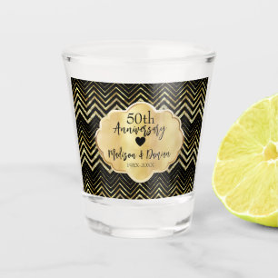Verre A Shot Anniversaire de Chevron et de Diamants d'or