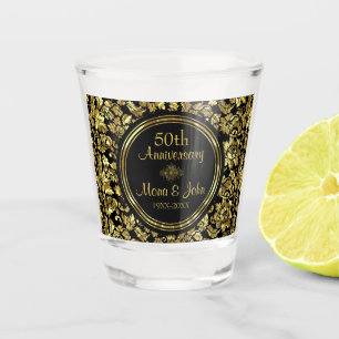 Verre A Shot Anniversaire des Damas florales d'or