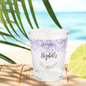 Verre A Shot Anniversaire fête violet cofetti nom date