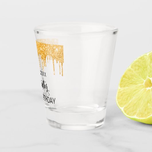 Verre A Shot Anniversaire or parties scintillant nom gouttes (Droite)