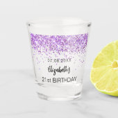 Verre A Shot Anniversaire parties scintillant violet nom étince (Devant)