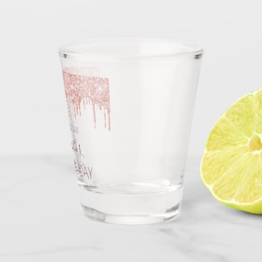 Verre A Shot Anniversaire rose or parties scintillant nom goutt (Droite)