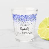 Verre A Shot Anniversaire royal bleu parties scintillant mousse (Devant)