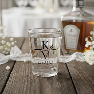 Verre A Shot Appel de l'Amour Initiales Cœur Noir B & B ID940