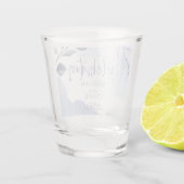 Verre A Shot Aquarelle Aqua Lilac Feuilles Enregistrer la date (Dos)