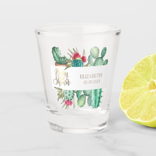 Verre A Shot Aquarelle Cactus Baby shower Pieds (Devant)