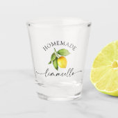 Verre A Shot Aquarelle citron calligraphie maison Limoncello (Devant)