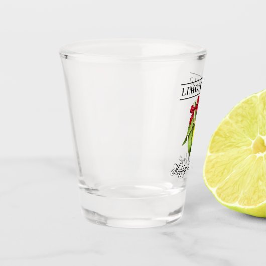 Verre A Shot Aquarelle Citron Limoncello Joyeuses Vacances (Gauche)