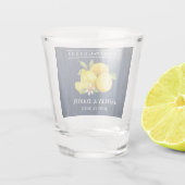 Verre A Shot Aquarelle Citrons Mariage en bois bleu Limoncello (Dos)