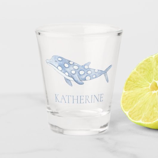 Verre A Shot Aquarelle côtière bleu Polka Dot Dolphin (Devant)