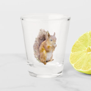 Verre A Shot Aquarelle d'écureuil rouge