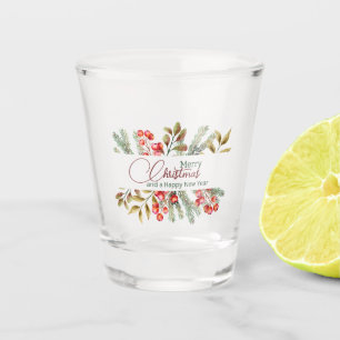 Verre A Shot Aquarelle élégante de Noël